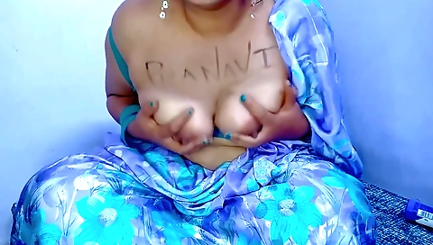 Big-titted indian beauty fucks herself in her home