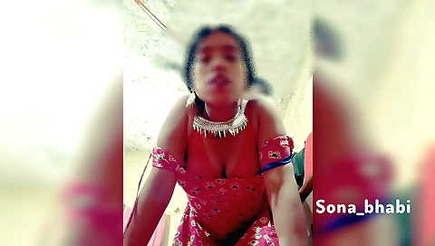 Sexy brunette 18+ riding a dick in a red and a white dress