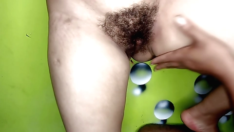 Indian hairy pussy is fucked after being fucked by guy