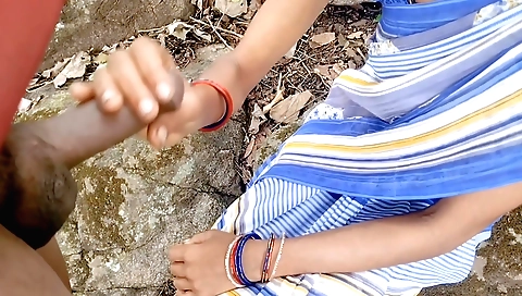 Hot indian milf sucks cock and gets fucked in outdoor