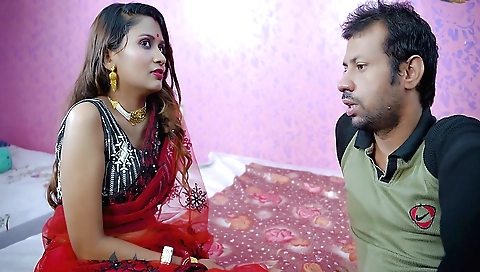 Indian girl fucks her husband's friend on the bedroom floor