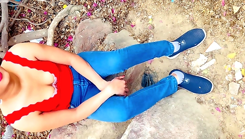 Indian college girl gets fucked outdoors in the jungle