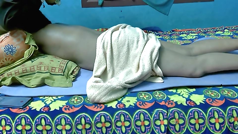 Indian housewife massaging her pussy in her white dress