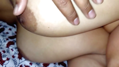Indian girl with big tits is playing with her stepsister's nipples