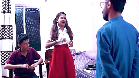 Indian teacher and her student doing hardcore threesome
