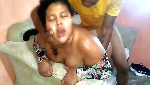 Chubby stepdaughter playing with her stepdad's large cock
