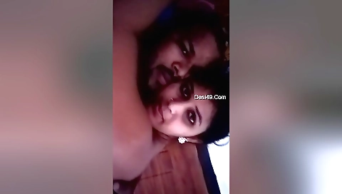 Sexy brunette in pink dress and sexy bra making out