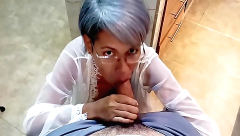 Indian stepmom gives the best blowjob to her stepson