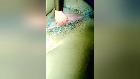 Hot amateur teen 18+ is fucked by a large dildo in the toilet