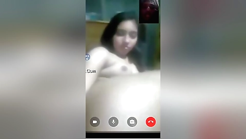 Sexy brunette indian girl shows off her boobs on camera
