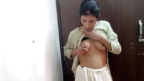 Indian girl in sexy red dress gets her pussy fucked