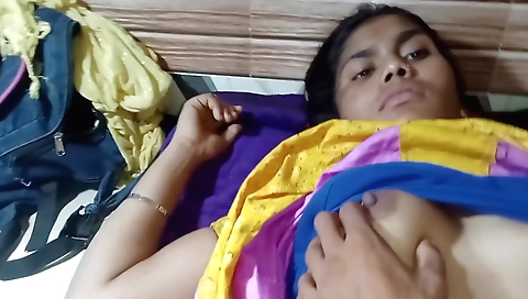 Indian babe in a sexy dress gets fucked by her hubby