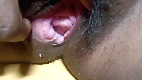 Cute teen with a hairy pussy plays with her big one