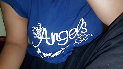 Indian teen with big tits is having fun with a guy