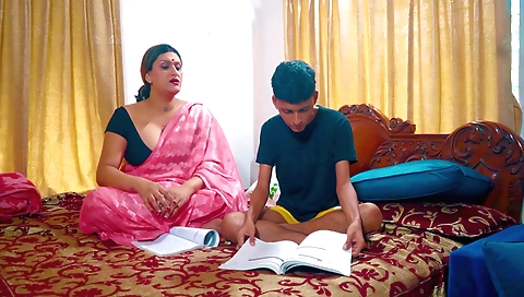 Indian big booty stepmom teaches stepson how to fuck