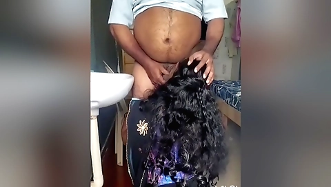 Wife with a big cunt sucking his dick and deepthroat