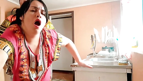 Indian brunette fucked by her stepson in the morning