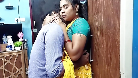 Indian half saree with lips locked kissing and licking