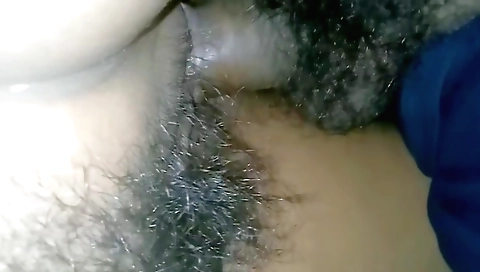 Indian girl sucking a dick and rubbing it on her hairy body
