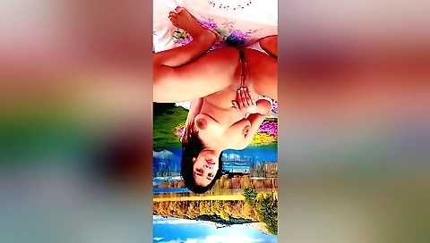 Brunette chick getting a creampie in front of the camera