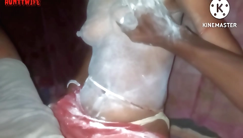Indian teen 18+ plays with her boobs in home video