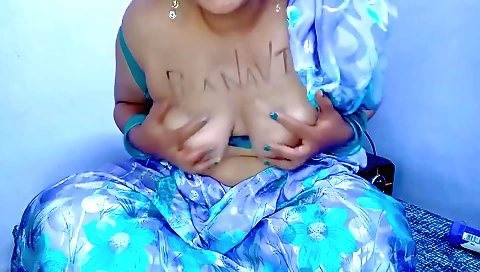 Cute big boobs amateur beauty is in bed in stockings