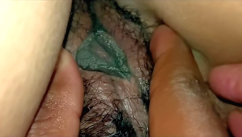 Indian hairy amateur girl massaging her hairy booties