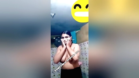 Indian brunette with big boobs shows off her pussy