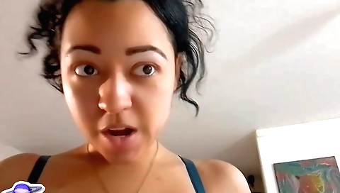 Sexy brunette giving me a toy inside her hairy pussy