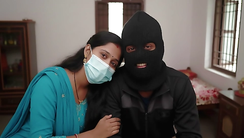 Indian brunette with small titties fucked on the table