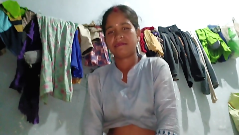 Indian girl 18+ with hairy pussy is in pov with her husband