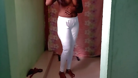 Indian teen in sexy clothes fucks in her bedroom solo