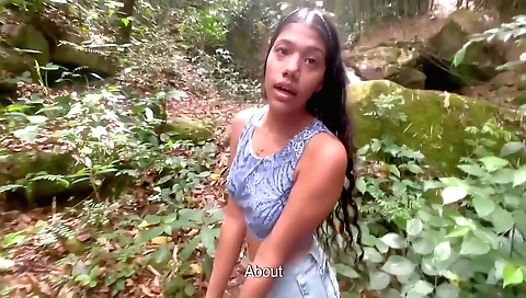 Hairy stepsister fucks in the woods in outdoor porn video