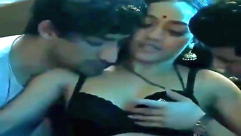 Busty Indian babe 3some in a threesome with two men