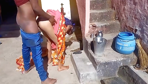 Indian teen with a perfect body plays with a strong man