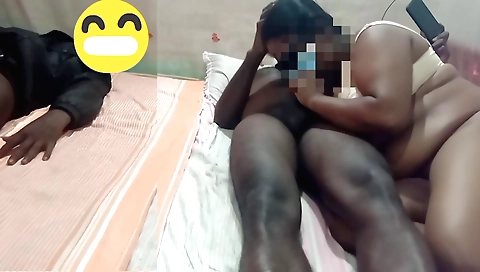 Busty brunette amateur and her dude mate are making out