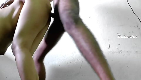 Hot brunette slut with big tits gives her husband a blowjob