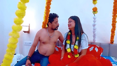 Indian brunette fucks her husband's friend with hot sex