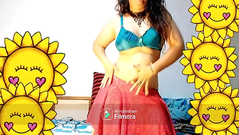 Stunning indian brunette spreads legs and stretches